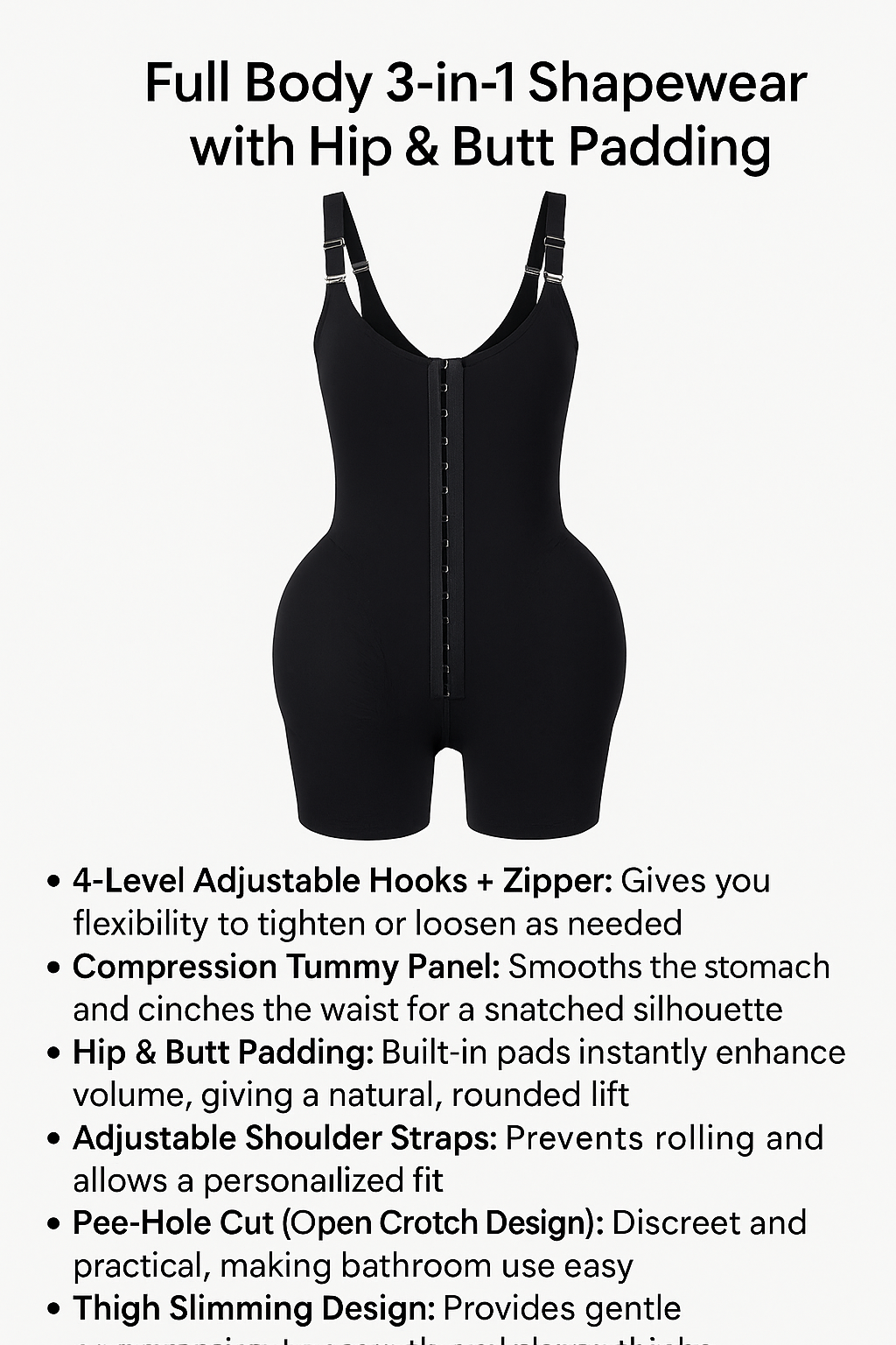Bel full bodysuite with adjustable hooks